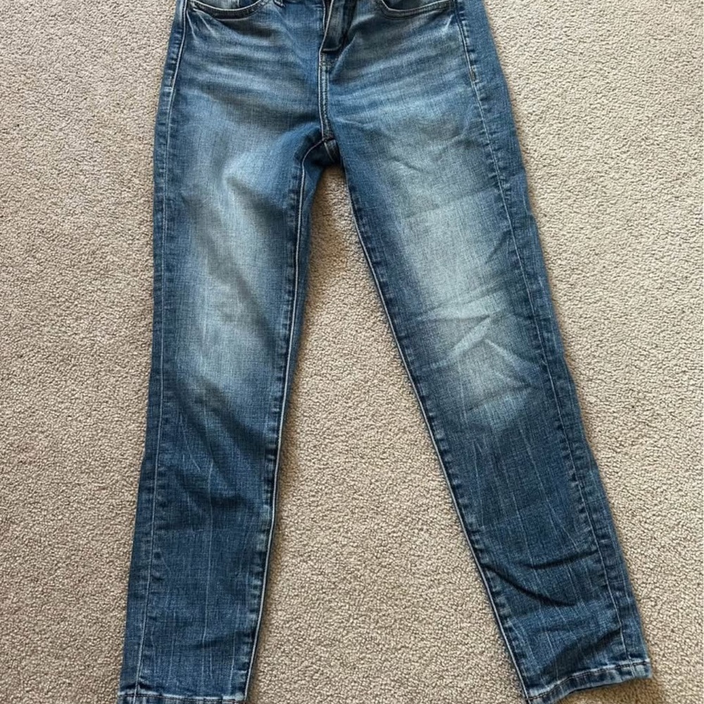BKE Blue Straight Leg Jeans with Distressed Look